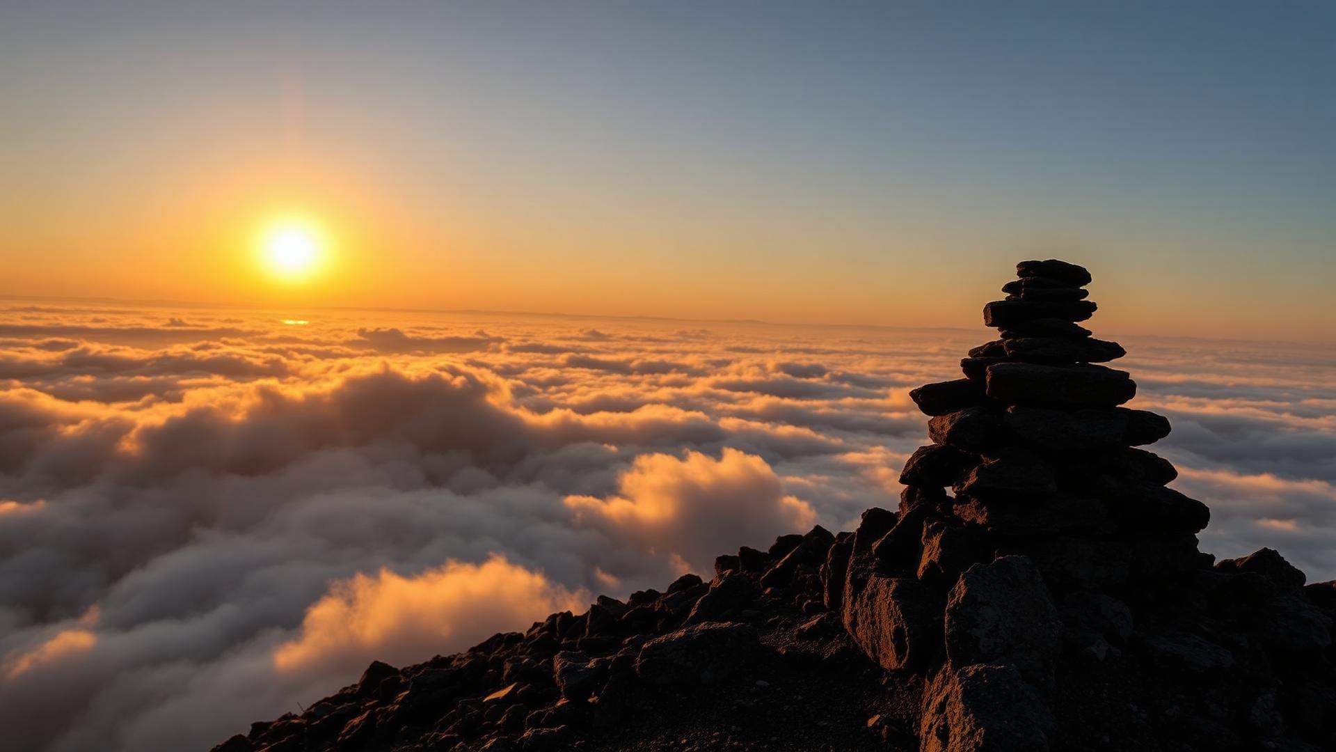 Summit cairn at dawn